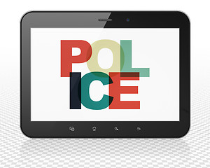 Image showing Law concept: Tablet Pc Computer with Police on  display