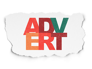 Image showing Marketing concept: Advert on Torn Paper background