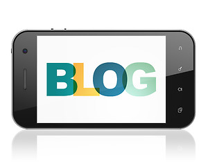 Image showing Web design concept: Smartphone with Blog on  display