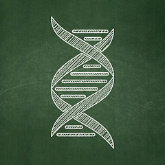 Image showing Science concept: DNA on chalkboard background