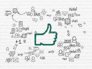 Image showing Social media concept: Thumb Up on wall background