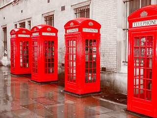 Image showing Retro look London telephone box