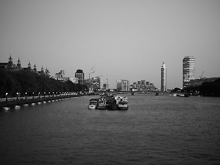 Image showing Black and white River Thames in London