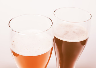 Image showing Retro looking Two glasses of German beer