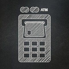 Image showing Currency concept: ATM Machine on chalkboard background
