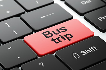 Image showing Vacation concept: Bus Trip on computer keyboard background