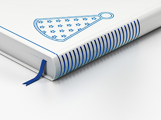 Image showing Entertainment, concept: closed book, Party Hat on white background