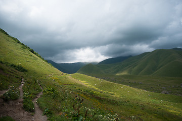 Image showing Hiking in mountains