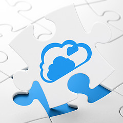 Image showing Cloud technology concept: Cloud on puzzle background