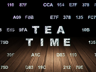 Image showing Time concept: Tea Time in grunge dark room