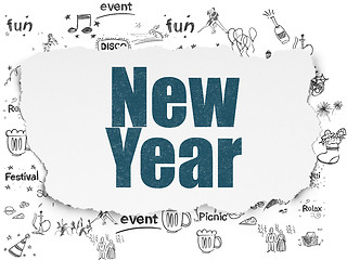 Image showing Entertainment, concept: New Year on Torn Paper background