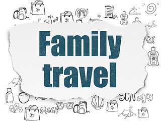 Image showing Tourism concept: Family Travel on Torn Paper background