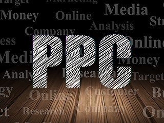 Image showing Advertising concept: PPC in grunge dark room