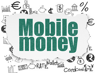 Image showing Money concept: Mobile Money on Torn Paper background
