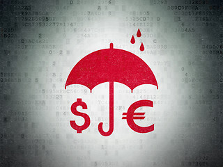 Image showing Privacy concept: Money And Umbrella on Digital Paper background