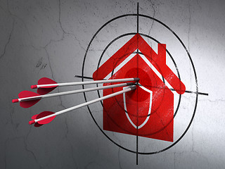 Image showing Business concept: arrows in Home target on wall background