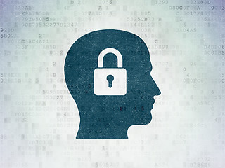 Image showing Information concept: Head With Padlock on Digital Paper background