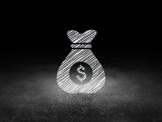 Image showing Finance concept: Money Bag in grunge dark room