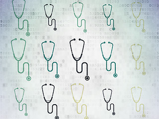 Image showing Health concept: Stethoscope icons on Digital Paper background