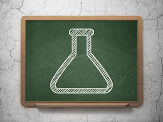 Image showing Science concept: Flask on chalkboard background