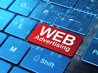 Image showing Advertising concept: WEB Advertising on computer keyboard background
