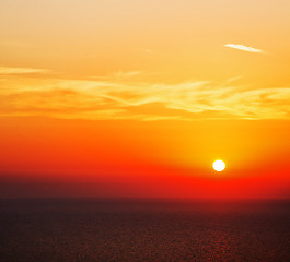 Image showing in santorini    greece sunset and the sky mediterranean red sea