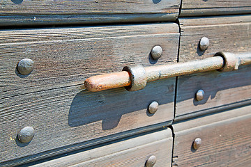 Image showing europe   in   antique close  and rusty lock  closeup