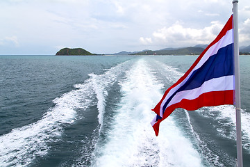 Image showing  myanmar kho samui bay isle waving flag    