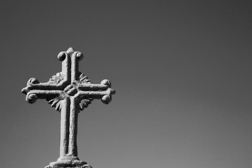 Image showing in europe greece a cross the cloudy sky