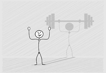 Image showing man with shadow dumbbell