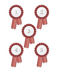 Image showing five award ribbons