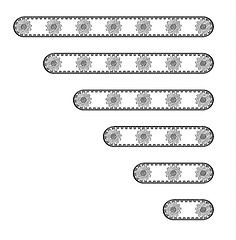 Image showing six conveyor belts with many cogwheels