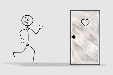 Image showing running man and door with heart