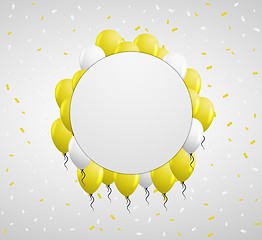 Image showing circle badge and yellow balloons