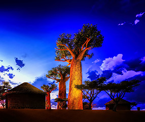 Image showing African village with traditional huts 