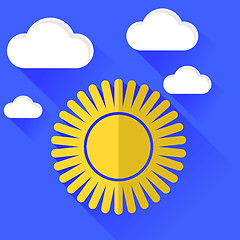 Image showing Sun Icon Isolated on Blue Sky Background