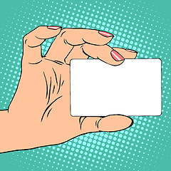 Image showing Business or credit card in female hand