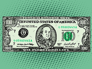 Image showing Banknote hundred dollars Benjamin Franklin