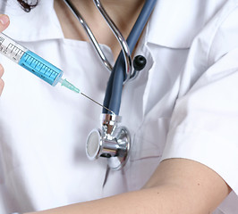 Image showing Portrait of a young doctor with stethoscope.