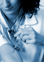 Image showing Portrait of a young doctor with stethoscope.