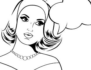 Image showing Pop Art illustration of woman with the speech bubble