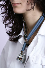 Image showing Portrait of a young doctor with stethoscope.