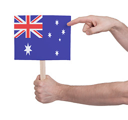 Image showing Hand holding small card - Flag of Australia