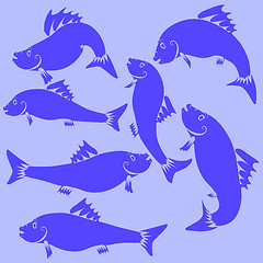 Image showing Fish Blue Silhouettes