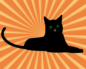 Image showing black cat with green eyes