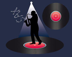 Image showing saxophonist and vinyl