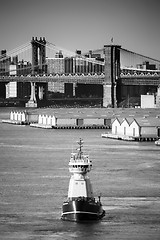 Image showing Tugboat in New York City bw