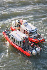 Image showing Two US Coast Guard powerboats in East River