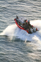 Image showing US Coast Guard motorboat sailing