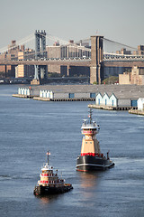 Image showing Two tugboats in New York City